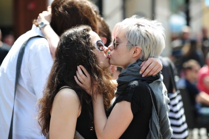 People participating in prague pride a big gay lesbian pride stock photo
